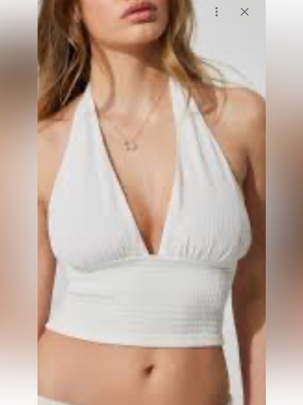 Garage White Halter Smocked Crop Top Sz P/S